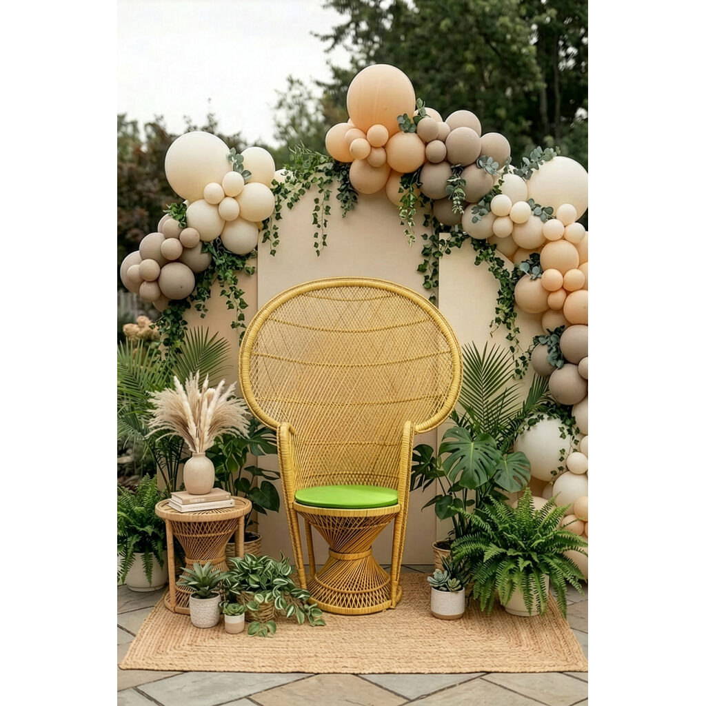Serene Sand Wicker Throne Chair Rental