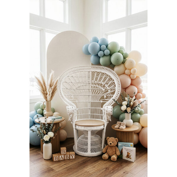 Wonderful White Wicker Throne Chair Rental
